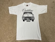Vintage Fruit Of The Loom T-Shirt Mens Small Graphic Print 1952 Cadillac White