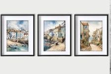 Set of 3 Seaside Cottages Wall