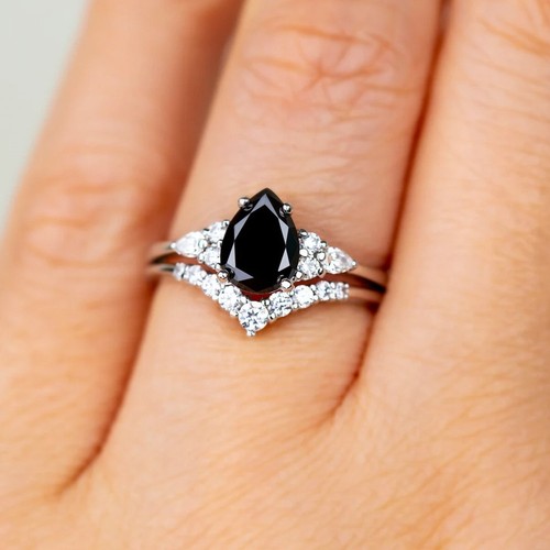 2ct pear cut black diamond - pear,