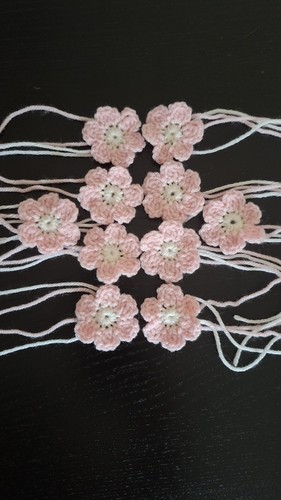 Pink crocheted flower - x,