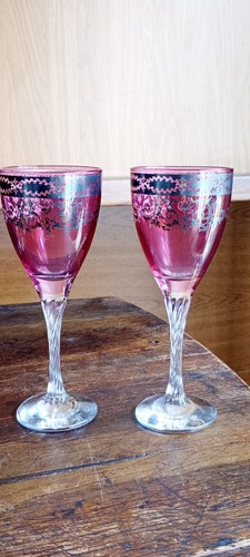 Pair vintage cranberry glass - vintage,