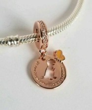Rose Gold Dinosaur Butterfly Friendship Forever Pendant Bracelet Pandora Charm