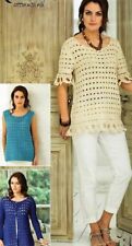 H178 LADIES DK CROCHET TOPS & CARDIGAN PATTERN IN 3 DESIGNS 32- 50"