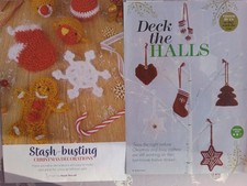 2 Knitting/crochet patterns of Christmas decorations - star/tree/stocking/mitts