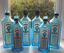 6 Bombay Sapphire EmptyBlue  Bottles, Candles, Lights, Craft etc