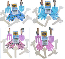 Children's Kids Gardening Sets in Blue or Pink Hand Tools Gloves & Seeds Markers
