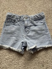 Girls Sparkly Heart Sequins Denim Shorts Age 6-7 Years BNWOT