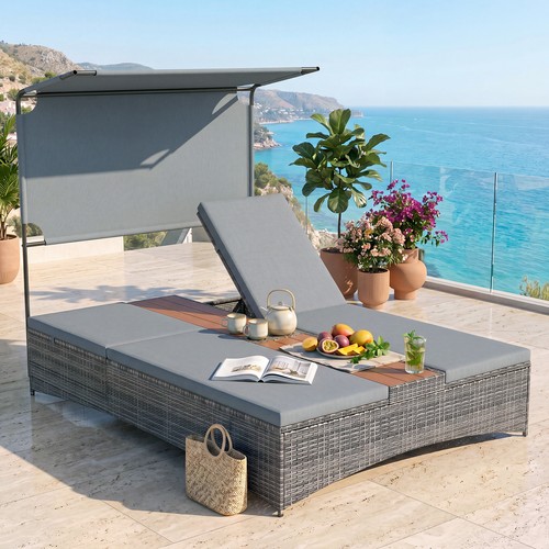 Wicker garden patio sunbed - wicker,