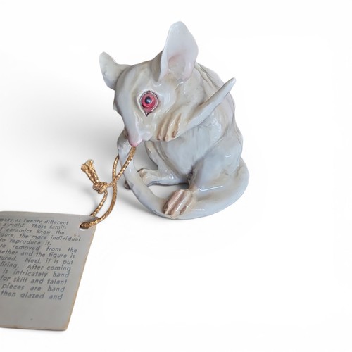 Vintage white ceramic mouse - ceramic,