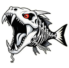 Evil skeleton zombie piranha
