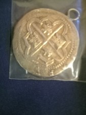 Vintage Silver Pirate Treasure Pendant – Spanish 8 Reales Style – Cross & Shield