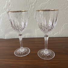  Vintage Gold rim crystal wine