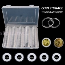 100Pcs Coin Cases Capsules Holder Plastic Clear Round Big Storage Box 30mm Kits