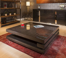 Extra Large Modern Square Black Gloss Grain 1.2 m Coffee Living Room Table