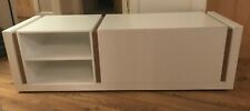DWELL WHITE & OAK COST £695 TV CABINET UNIT BENCH WITH OAK DETAIL MODERN MINIMAL