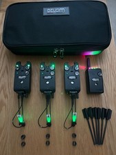 Delkim TXI+ bite alarms x 3 (all green LEDs) + RX Plus Pro Receiver + extras