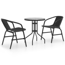 Garden Dining Set Black Steel