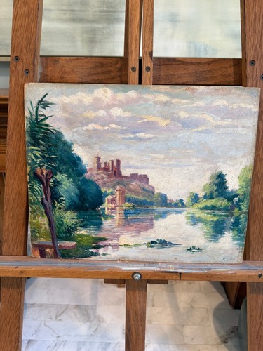 Antique french oil board - french, on