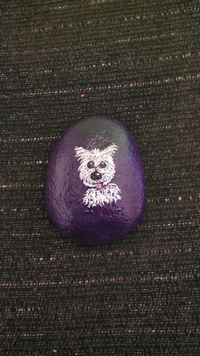 Hand painted purple stone rock - hand-painted,