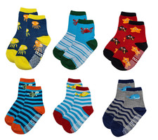 Baby Boys Non-slip Socks Sea Creature Striped 6-pack  Cotton Rich Kid Gift Set