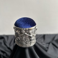 Large Antique sterling silver pin cushion - Birmingham, 1891