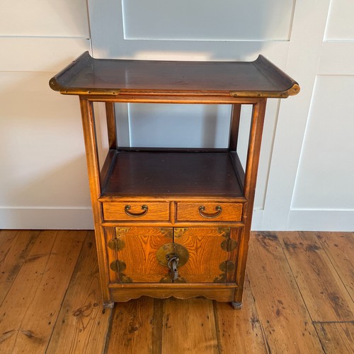 Korean wooden side table - side, brass