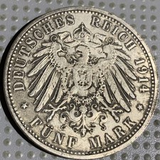 German Empire Prussia 5 Mark