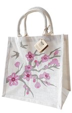Cherry Blossoms Hessian Bag