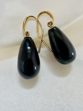 Vintage 9ct Gold Whitby Jet Earrings