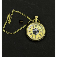 Brass Pocket Watch with Chain
