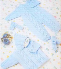 #10 DK Baby Jacket, All-in-one Mitts & Bootees 14-20" 36-51cm Knitting Pattern
