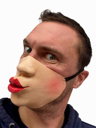 Funny half face mask kiss - funny,