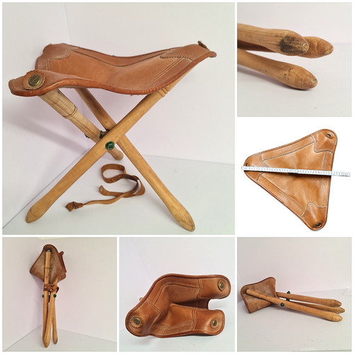 Vintage folding leather - vintage, tripod