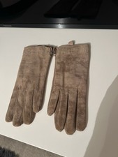 Pia Rossini Beige Suede Wrist Length Gloves Size M Bnwot