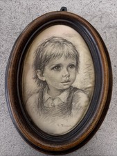 Guiseppe Tarantino Framed Silk Painting 1974 - Wood Effect Frame