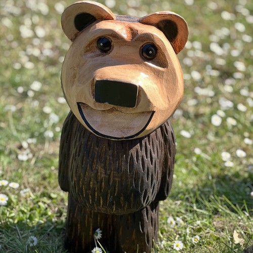 Hand carved wooden - hand, bear