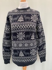 Men's Christmas Jumper Grey Knit Size S Cedar Wood Chest 36