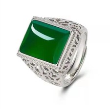 Men's Art Deco  simulated Agate Stone Open Adjustable Wedding Knight Thumb Ring