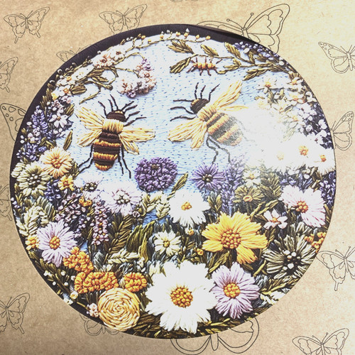 Garden bees embroidery - garden,