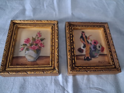 Pair vintage miniature - pair, oil