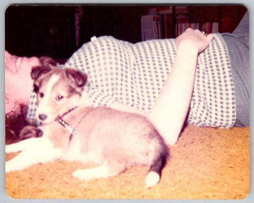 Vtg color snapshot - woman, lying