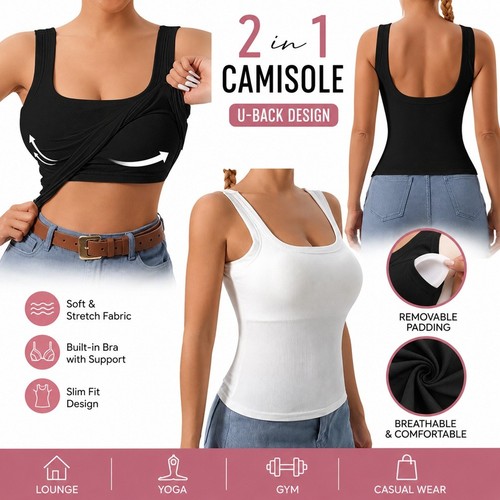 Women built bra padded cami - built, in