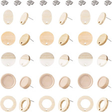 30Pcs Flat round Wood Earring