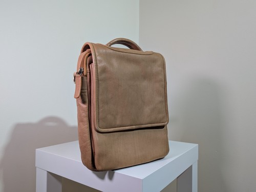 Visconti tan leather messenger - leather,