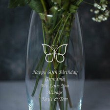 Personalised Butterfly Glass Bullet Vase Birthday Christmas Mothers Day Wedding