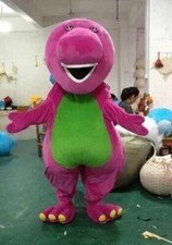 Christmas Barney The Dinosaur Mascot Costume Party Suit Dress Adult Outfit