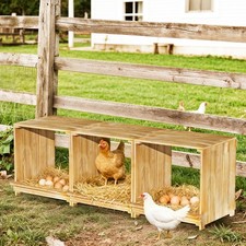 3 Holes Chicken Nesting Boxes Wooden Chicken Egg Laying Bed Coop Poultry Habitat