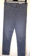 MARKS & SPENCER "The Sophia" 16L grey stretchy straight jeans inside leg 32.5"
