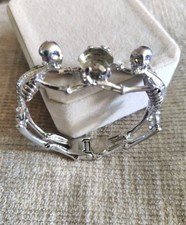Alexander McQueen Hiinged Double Skeleton Crystal Bracelet Bangle