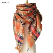 UK Women Blanket Oversized Tartan Plaid Checked Scarf Wrap Shawl Cape